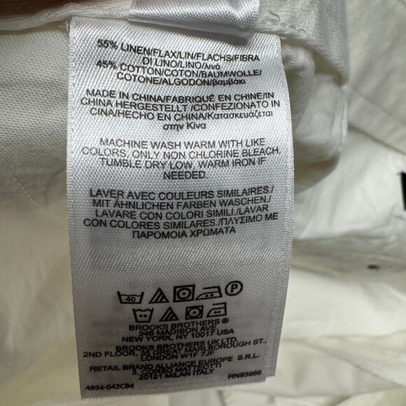 Brooks Brothers Pants White Linen Cotton Coastal Straight Mens 40x32 ACTUAL - Picture 9 of 10